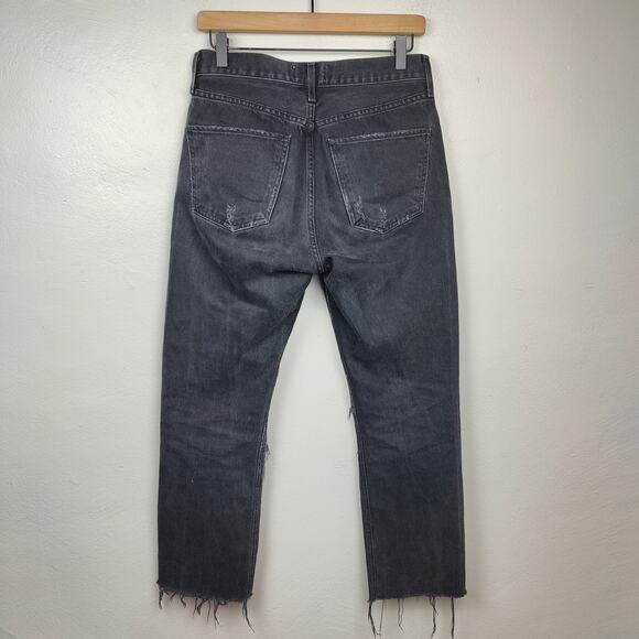 Agolde Cherie High Rise Straight Jeans Womens 26 Distressed Black Wash Organic - Picture 5 of 9